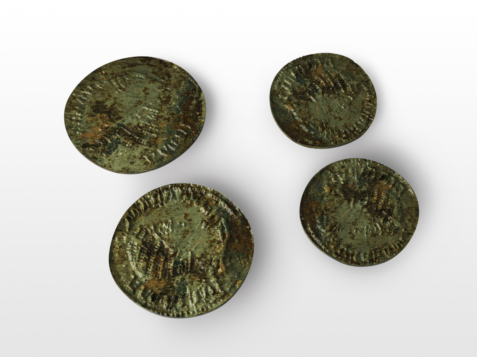 rendering 3D reperto archeologico monete bronzo, Museo di Santa Giulia Brescia