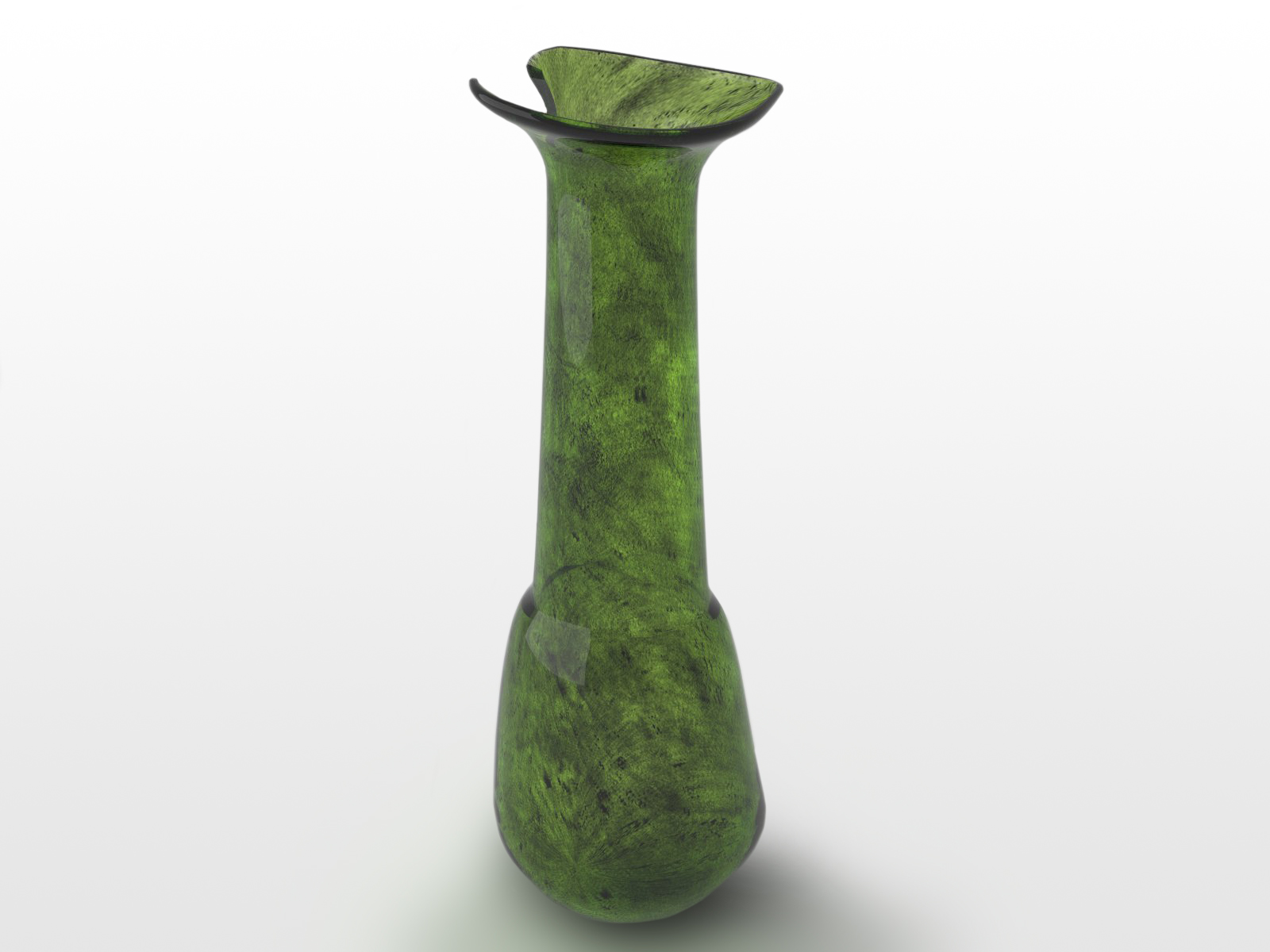 rendering 3D reperto archeologico vaso di vetro verde, Museo di Santa Giulia Brescia