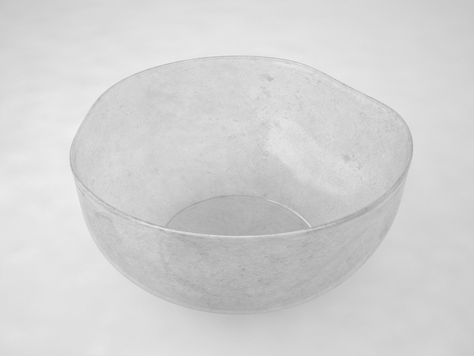 rendering 3D reperto archeologico vaso basso vetro trasparente, Museo di Santa Giulia Brescia