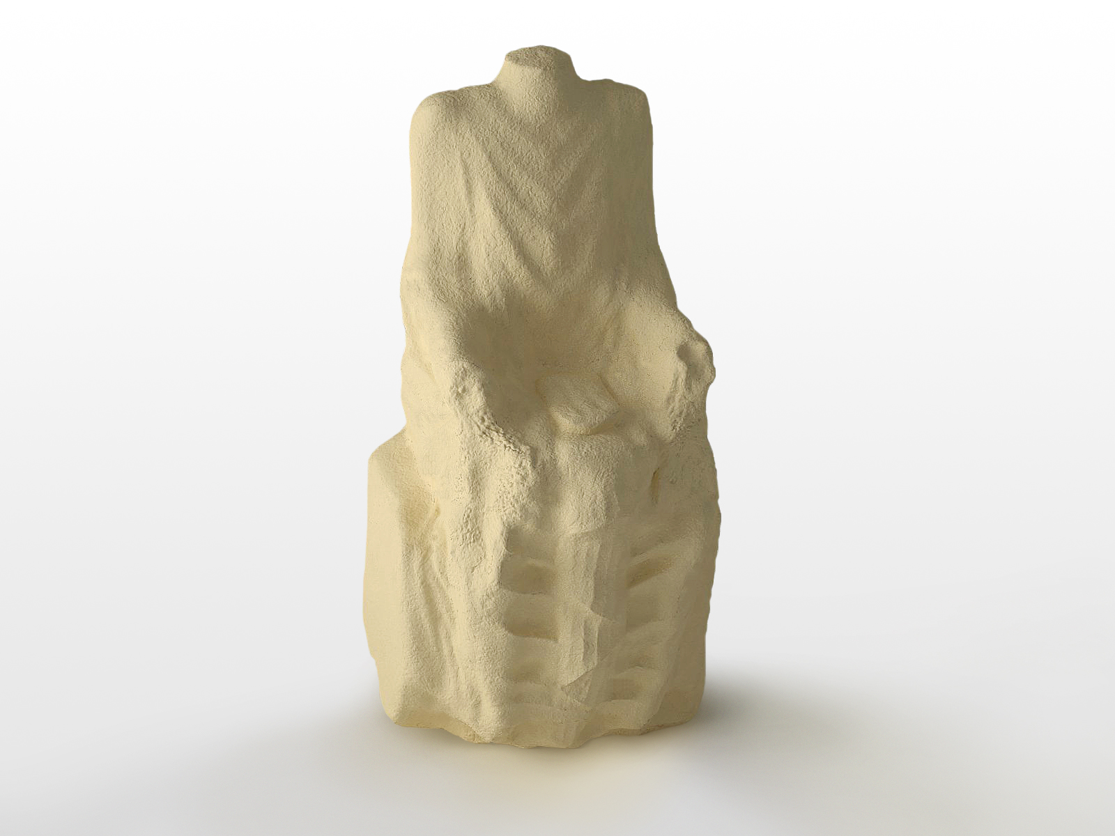 rendering 3D reperto archeologico statua seduta, Museo di Santa Giulia Brescia